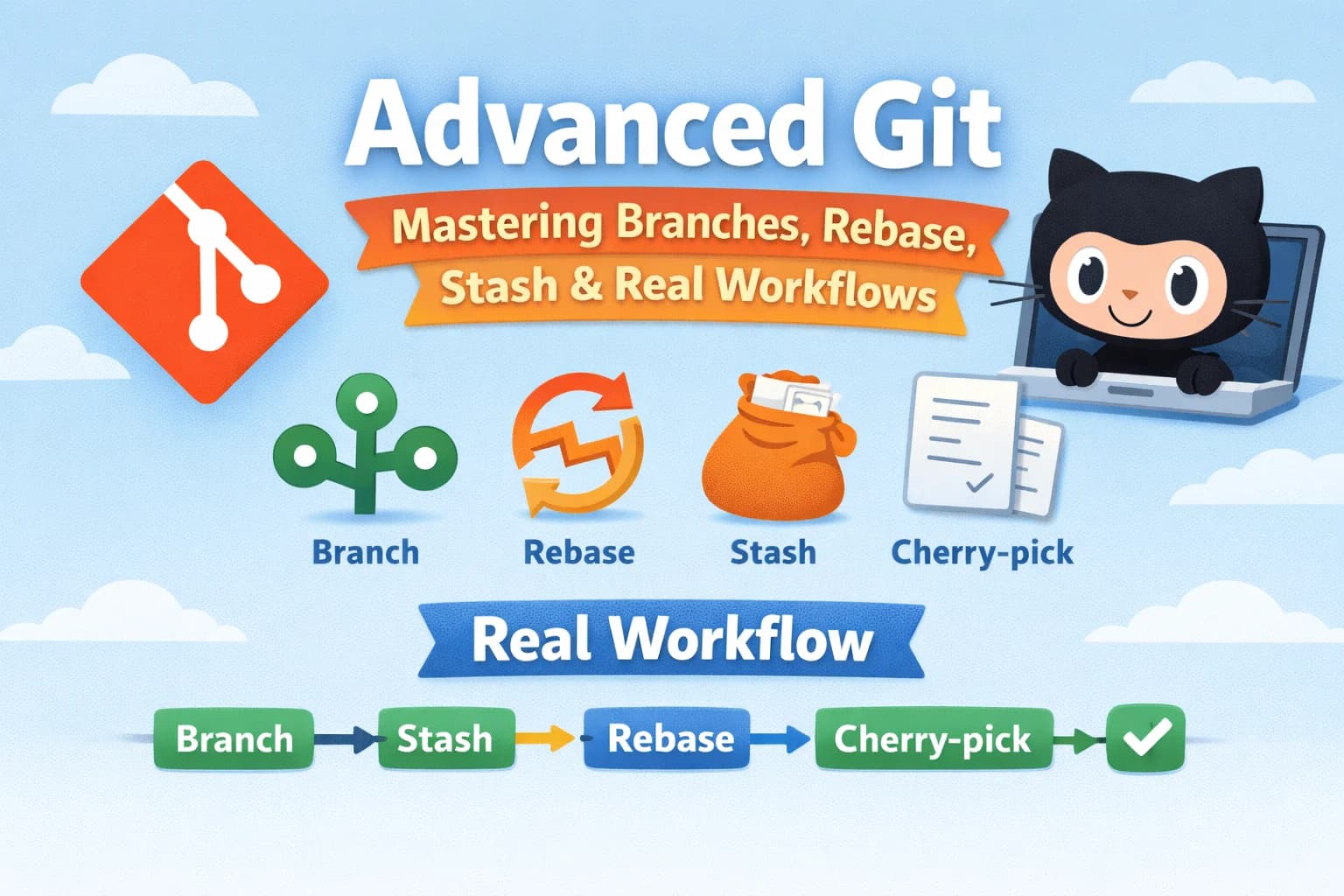 Advanced Git — Mastering Branches, Rebase, Stash & Real Workflows