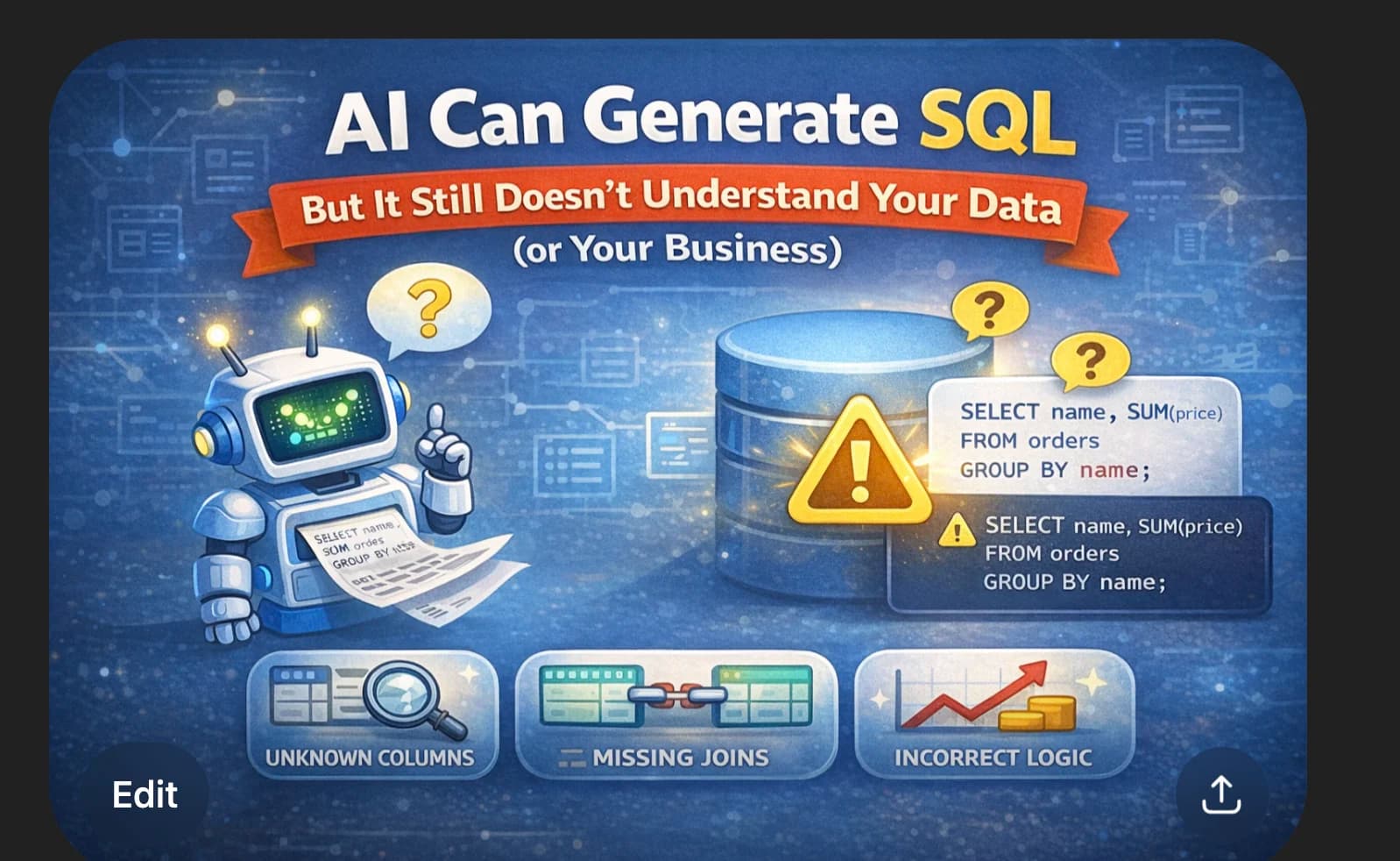 AI Can Generate SQL — But It Still Doesn’t Understand Your Data (or Your Business)